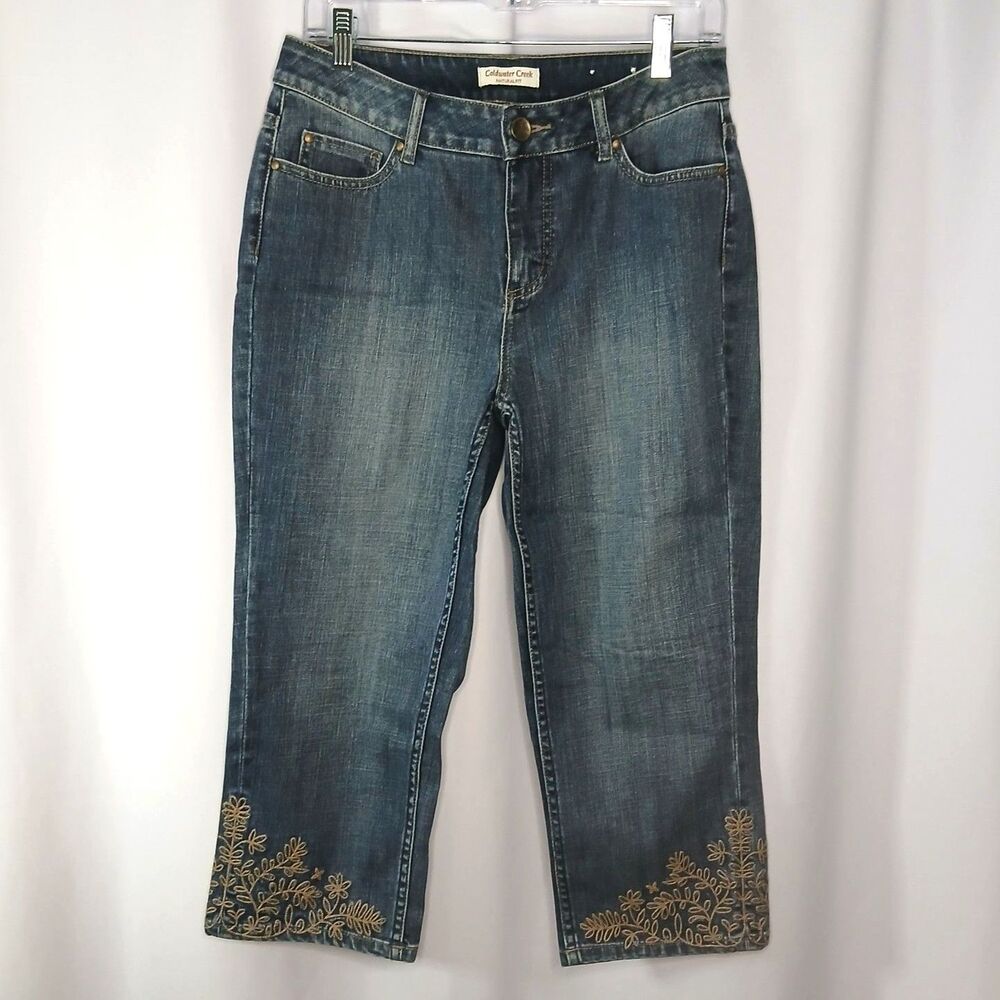 Coldwater Creek Denim Capris Natural Fit Embroiderd Cropped Jeans Pants Womens 6
